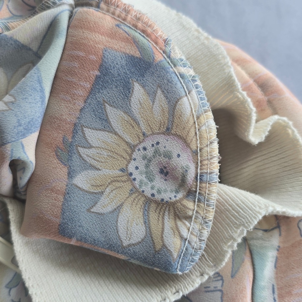 Vintage Tag Floral Patchwork Print Jacket Woman Medium Cream Collared Full Zip - Picture 10 of 12